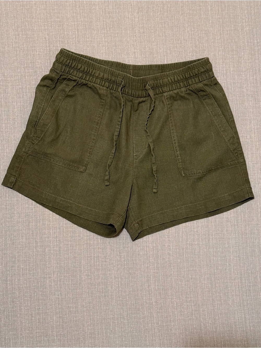 Old Navy Olive Drawstring Linen Blend Casual Shorts